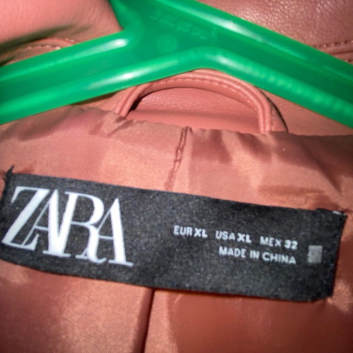 Zara faux leather jacket used, pink rotten apple color, size XL