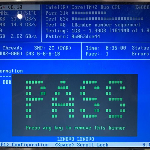 Lenovo G31T-LM motherboard used with Core 2 Duo E4600 and 2GB RAM