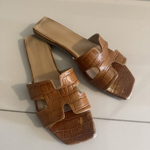Slippers flat brown croco pattern size 41 used