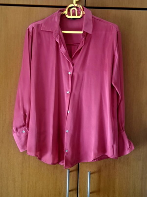 Zara women's satin shirt like new, fuchsia pink, XS