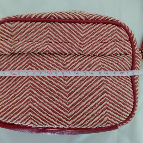 Stradivarius crossbody bag like new, red and ecru cotton