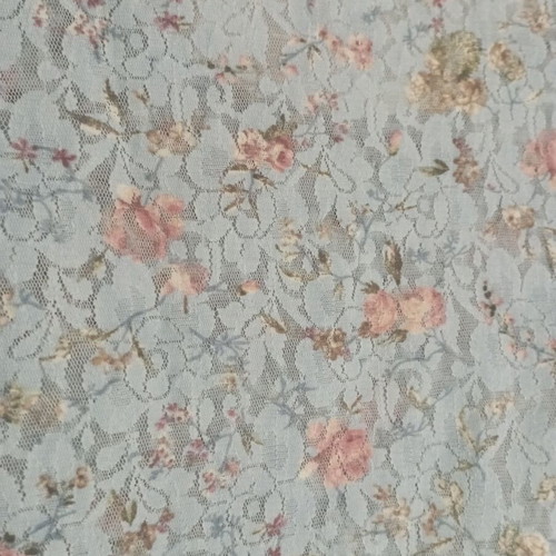 Vintage top with transparency and roses, like new, M-L, turquoise