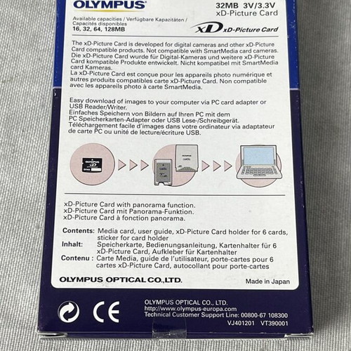 Olympus xD-Picture Card 512MB used with Camedia M-XD32P box and manual