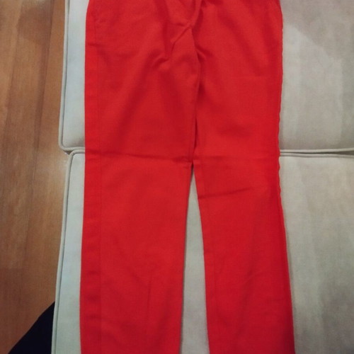 Iso women's red pants like new with satin trim