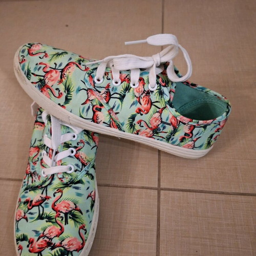 Esmara canvas shoes like new, colorful, size 36 with flamingo design