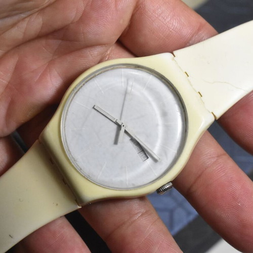 Swatch Gent Day-Date vintage white Swiss watch used