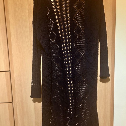 Long knitted handmade cardigan dark blue like new S/M