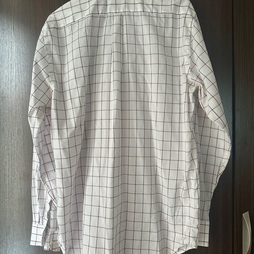 Strellson men's shirt M white with burgundy stripes like new