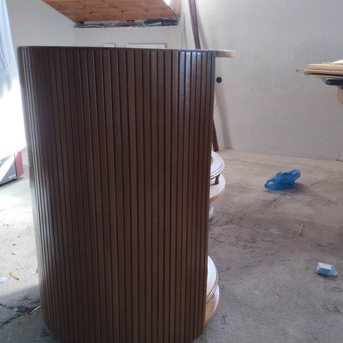 Round bar new with wheels, solid wood, height 86 cm