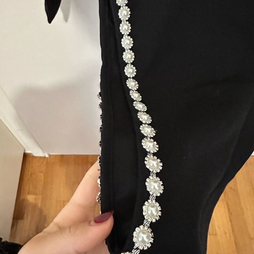 Black sexy Bubblegun dress new with pearls and side slit