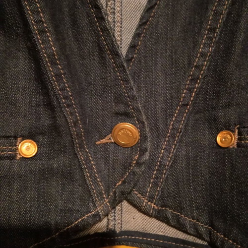 Denim sleeveless top MNG size L new, blue with gold details