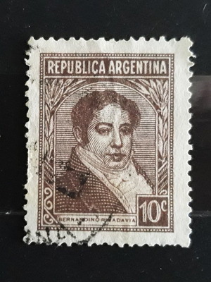 Γραμματόσημο Argentina 1935 Bernardino Rivadavia μεταχειρισμένο, καφέ