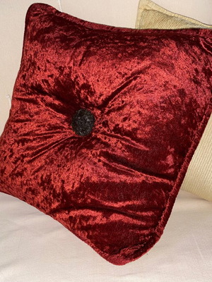Vintage reversible velvet and ethnic style pillow with metal button new