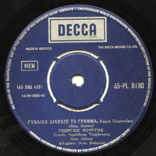 45 RPM record Kourtis used