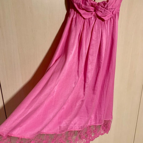 Celestino silk midi strapless dress fuchsia like new
