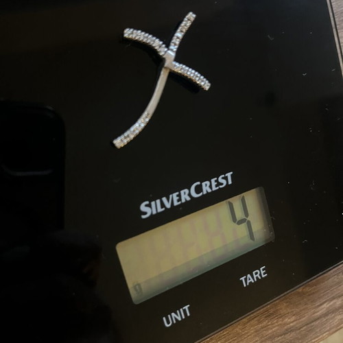 Silver Cross 925 modern wavy design with stones like new