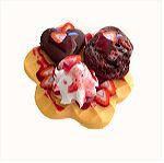  Δαχτυλίδι βάφλα μεγάλη με παγωτό σοκολάτας, σαντυγί και σοκολάτα καρδιά με πολυμερικό πηλό