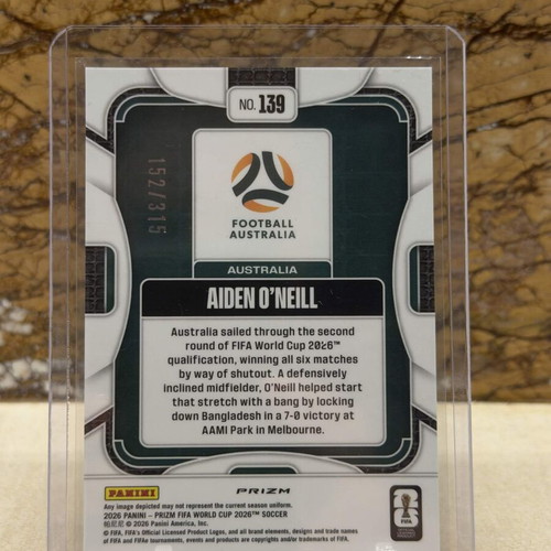 2026 Panini Prizm FIFA World Cup Soccer Aiden O'Neill RC Orange Flash card