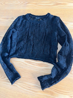 Bershka black perforated long-sleeve blouse size M like new
