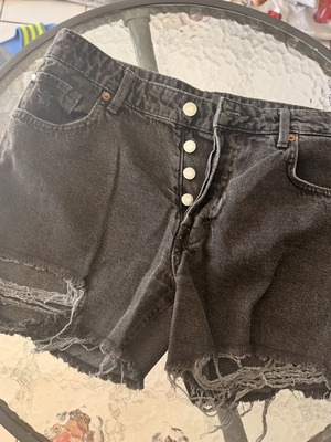 Denim & Co Black Boyfriend Denim Shorts W34 EU44 like new, button fly