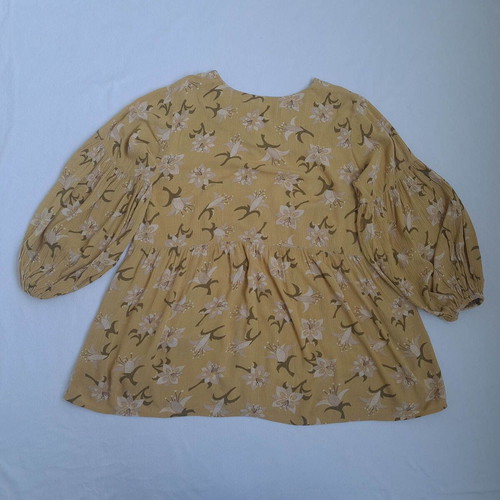 Gudrun Sjoden women's boho floral tunic blouse size M, balloon sleeves