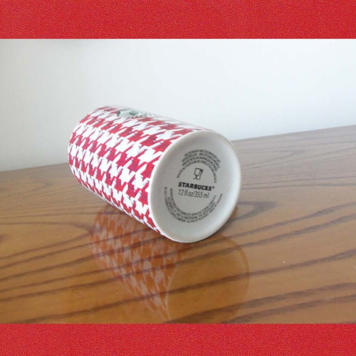 Starbucks Red & White Houndstooth Holiday Mug used, porcelain