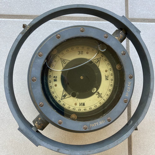 Nautical compass used with box and 1844 stamp