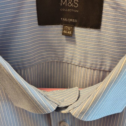 Mark and Spencer men's shirt XL like new, light blue with thin white stripes