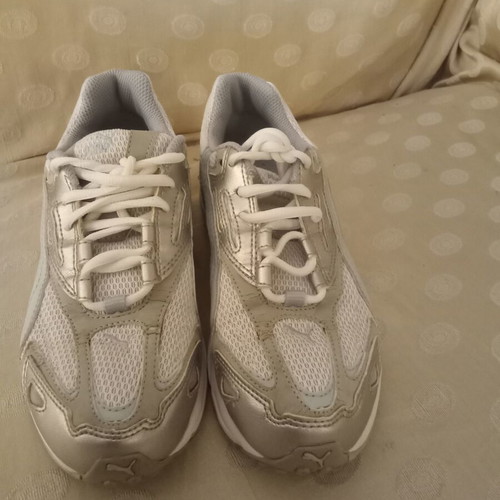 Puma women's athletic shoes, white and grey, size 38
