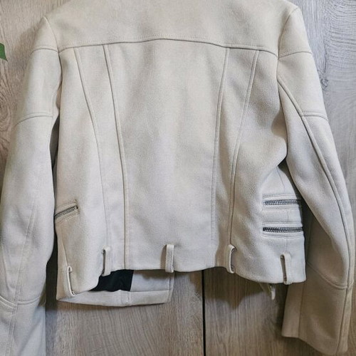 Women's suede jacket used, size large, beige Zara