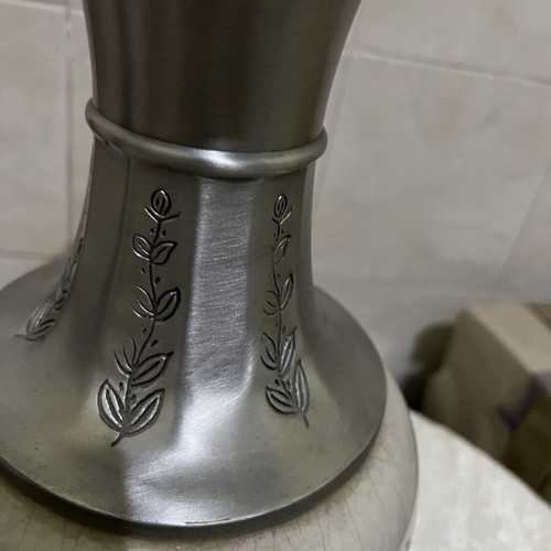 Vintage porcelain and pewter vase like new