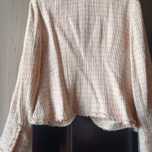 Zara set tweed jacket and trousers 38 soft pink like new