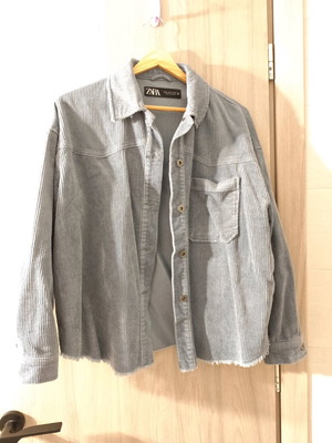 Corduroy jacket used Zara blue, ribbed texture