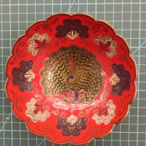 Vintage brass bowl like new with peacock design