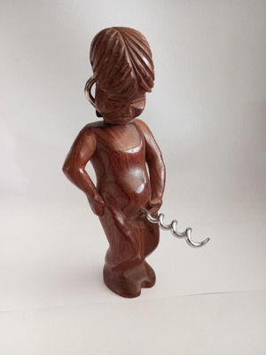 Vintage wooden handmade corkscrew used