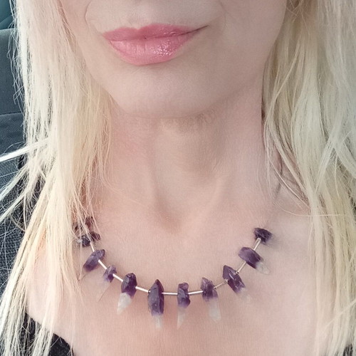 Lalaunis A21 925 necklace choker used with raw amethysts vintage