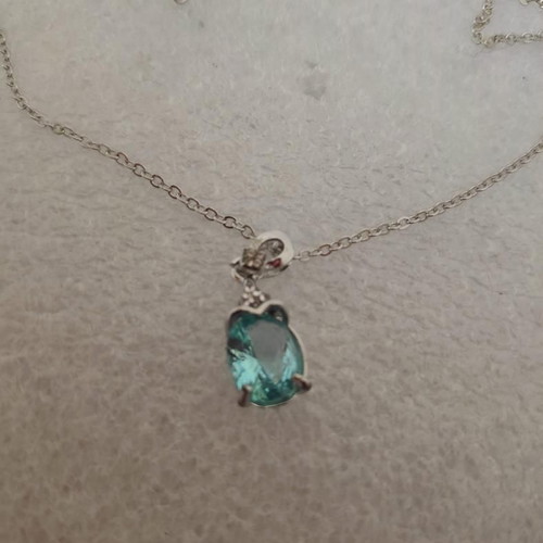 Pendant with blue crystal and silver chain like new