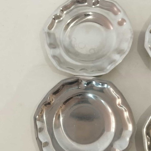 Set of 6 used inox serving plates 11cm vintage