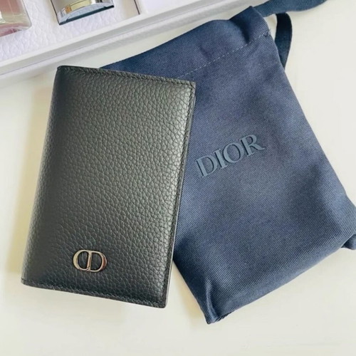 Dior card holder, black leather with box and pouch