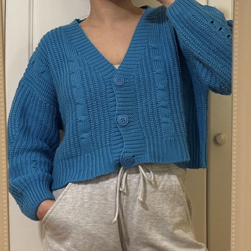 Blue knitted cardigan used Star Body H, size S