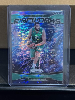Panini Prizm Euroleague Basketball Ioannis Bourousis Fireworks Green Pulsar 16/25 new