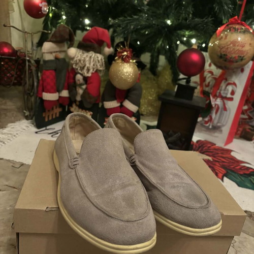 Men's suede summer loafers used, gray, size 46