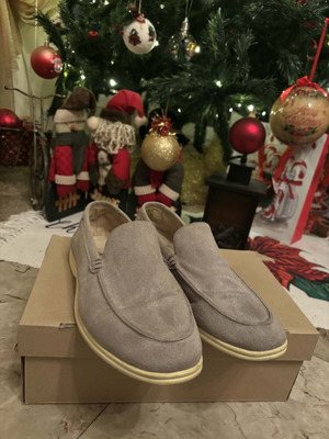 Men's suede summer loafers used, gray, size 46