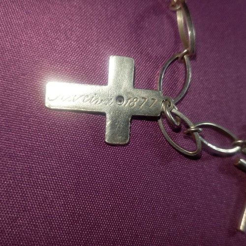 Pentastavro bracelet used, missing one cross, 925 silver