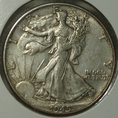 U.S.A ½ Dollar 1945 Walking Liberty coin used
