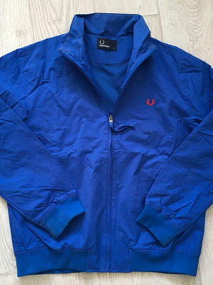 Fred Perry men's windbreaker jacket used, size L, bomber style, blue