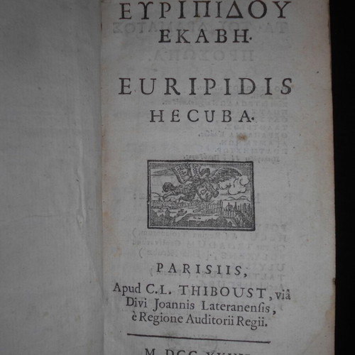 Euripides Ekavi Tragedy Book used, Greek and Latin, 18th century edition