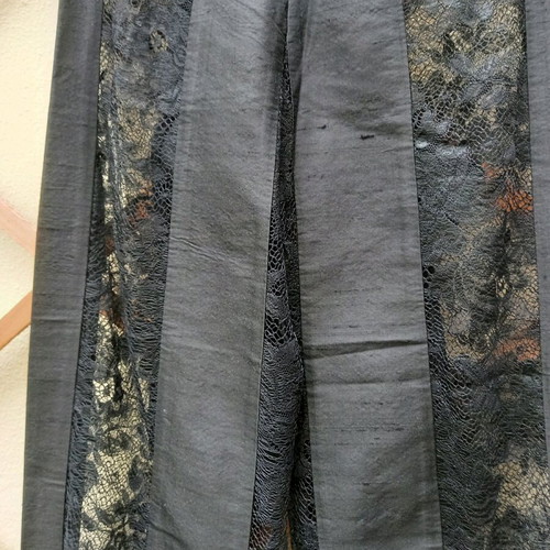 Seventy women's pants black, silk taffeta and lace, like new, XS