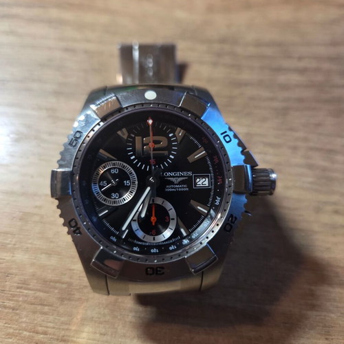 Longines HydroConquest wrist chronograph watch, grey