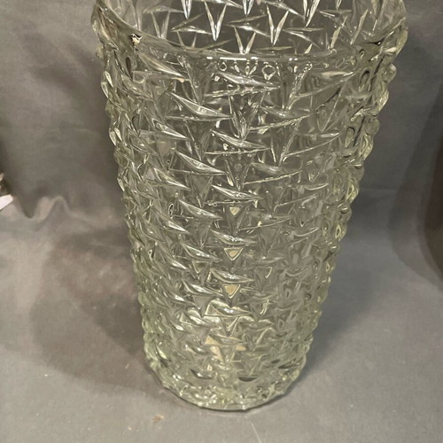 Glass vase used, carved old glass